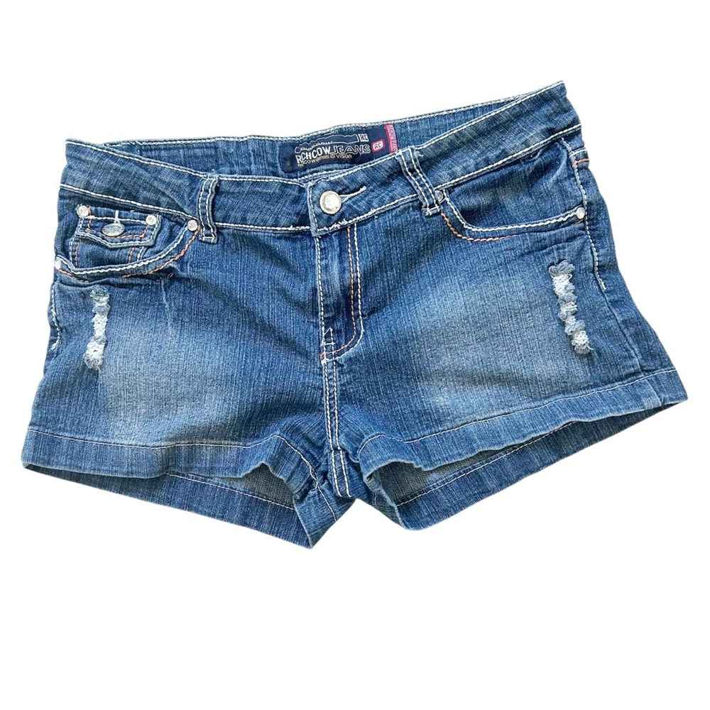 Vintage Richcow Jean Shorts Bling Rhinestones on Front & Back Stretch